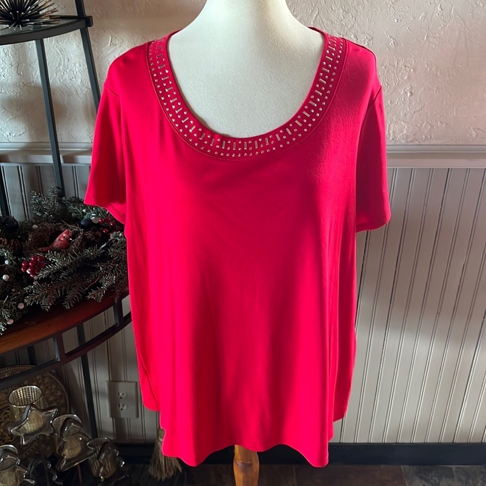 Red Embellished T-shirt